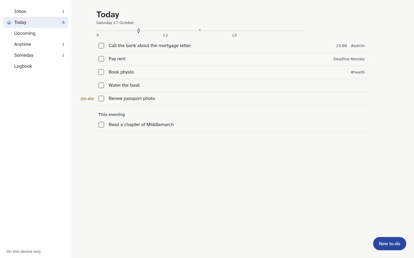 Always Today on Windows: the lists on the left, Today on the right, with a New to-do button.